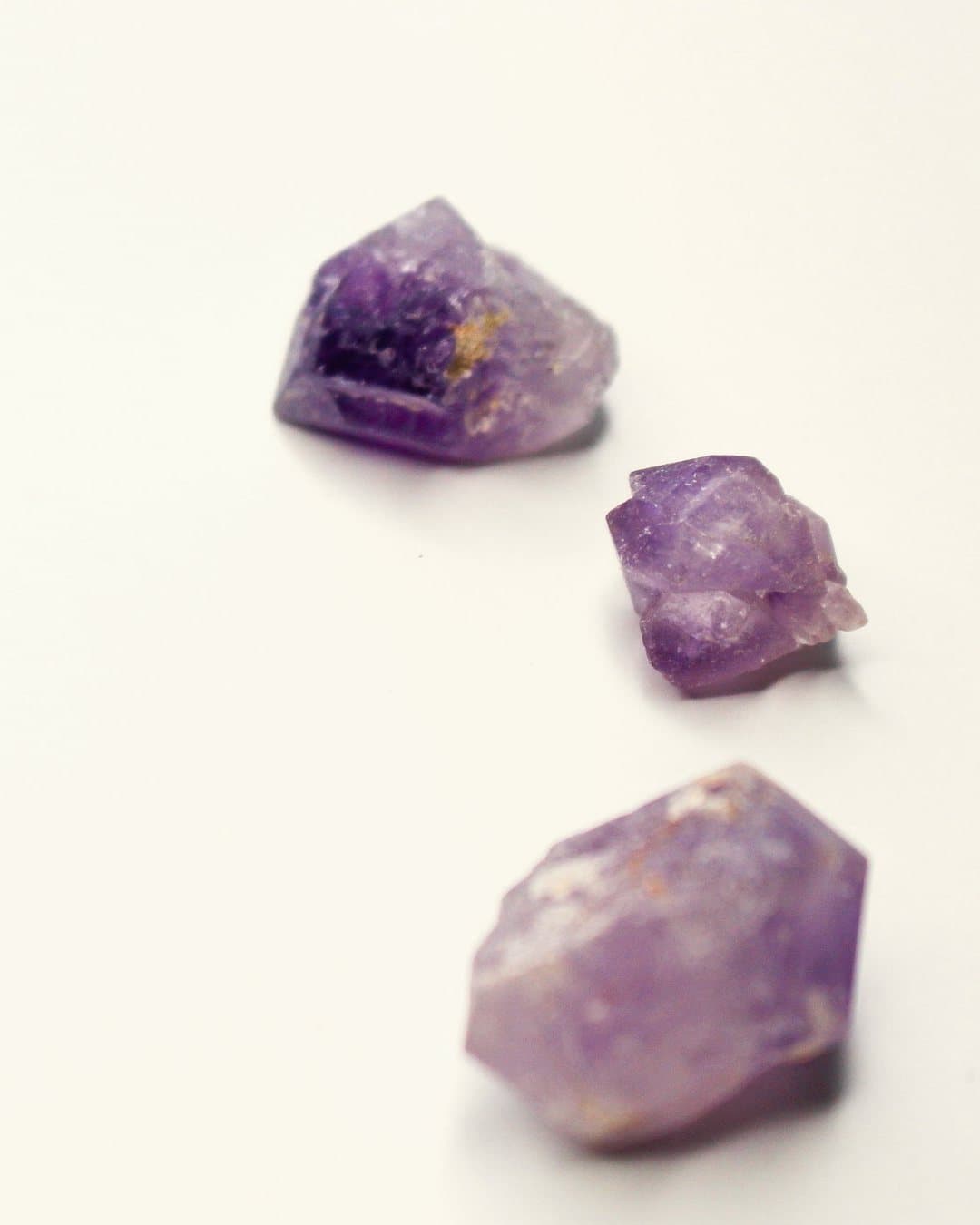 Raw crystals in soft, warm light